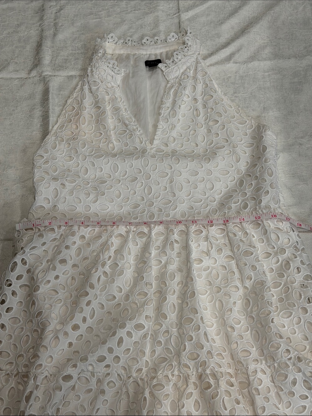 J.Crew White Eyelet Halter Dress Embroidered Summer Mini Dress Size S - Picture 14 of 15